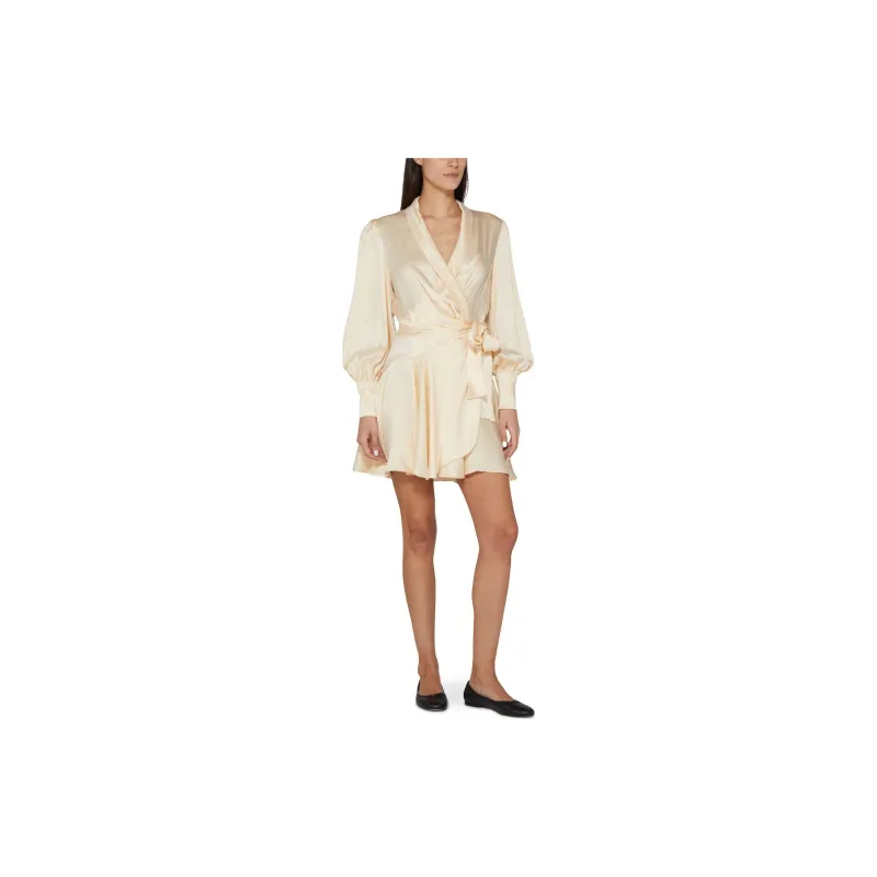 Zimmermann V Neck Satin Wrap Dress-2
