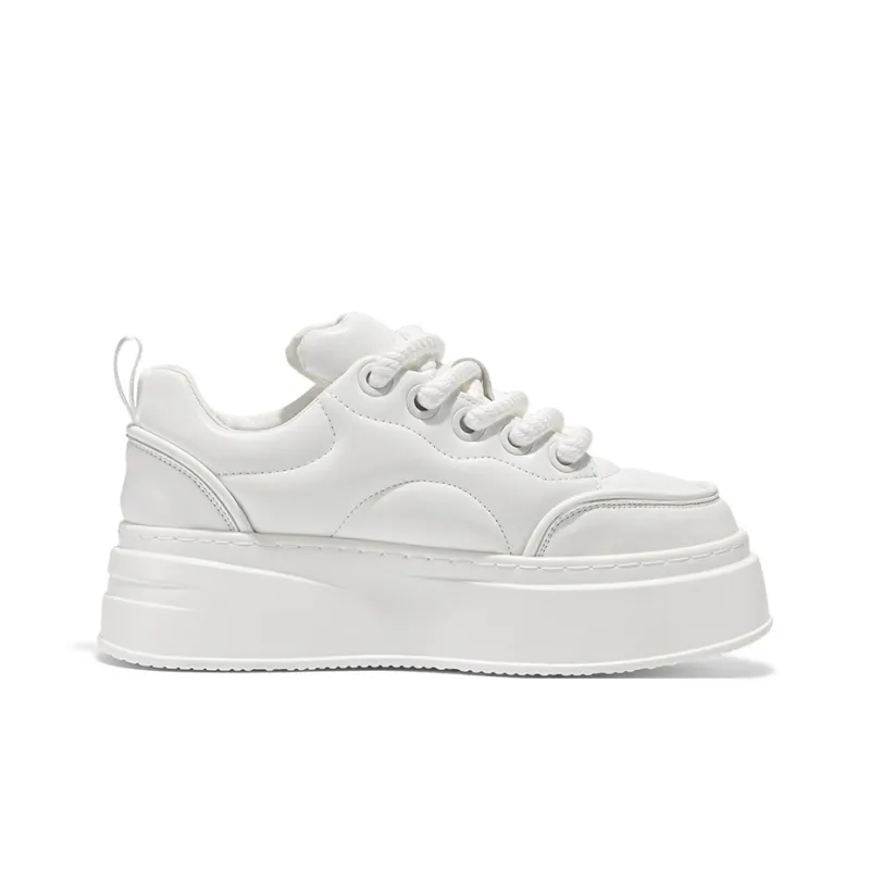 POLAR BEAR Wear-Resistant Lightweight Height Increasing Low-Top Skateboard Shoes Men's White-2