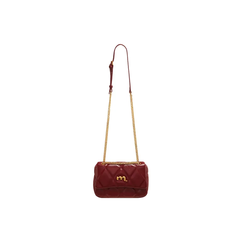 Miao Di Shoulder Bags Burgundy Red-5