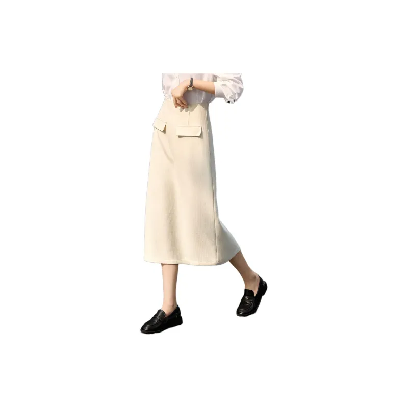 Mo Han Yi Mei Casual Long Skirt Women's Cream White-3