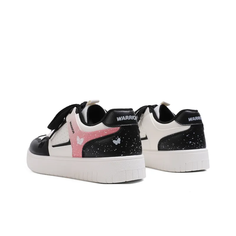 Warrior Wear resistant And Lightweight Low Top Skateboard Shoes Women's Beige Black Pink-3
