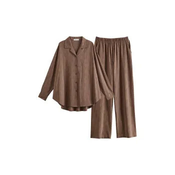 Same Language Pajama Set Women's Wood Grain Brown
