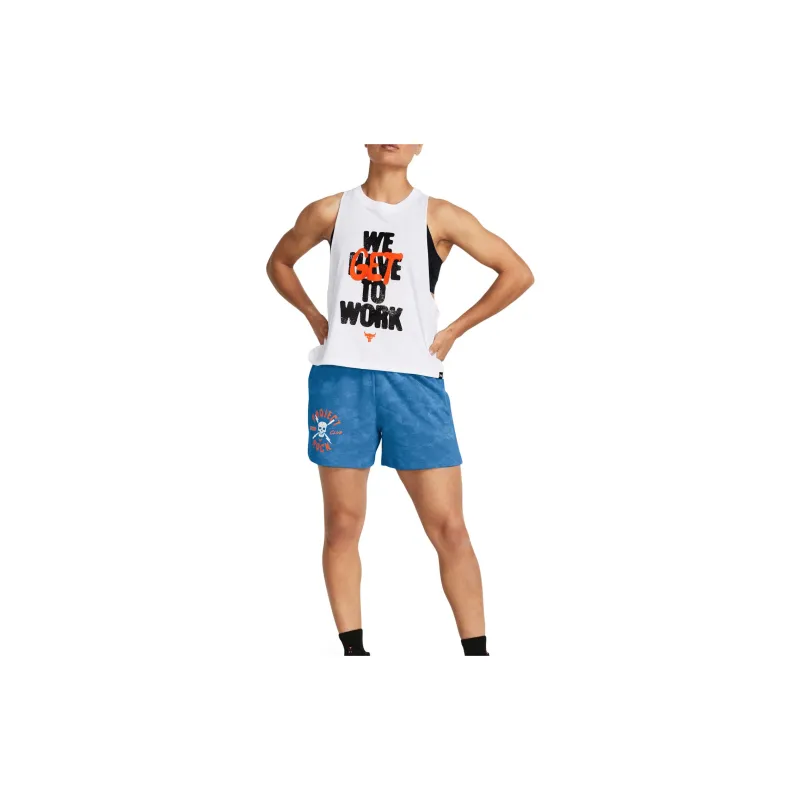 Under Armour Project Rock Terry Casual Shorts Women's Blue-4
