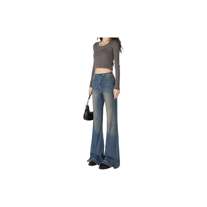YINLEI Jeans Women's Vintage Blue-1