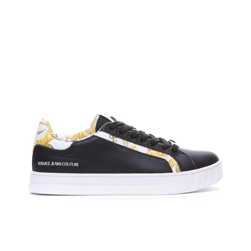VERSACE JEANS Low Top Skateboard Shoes Men's Black-1