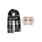 Black Scarf+Khaki Half Finger Flap Glove