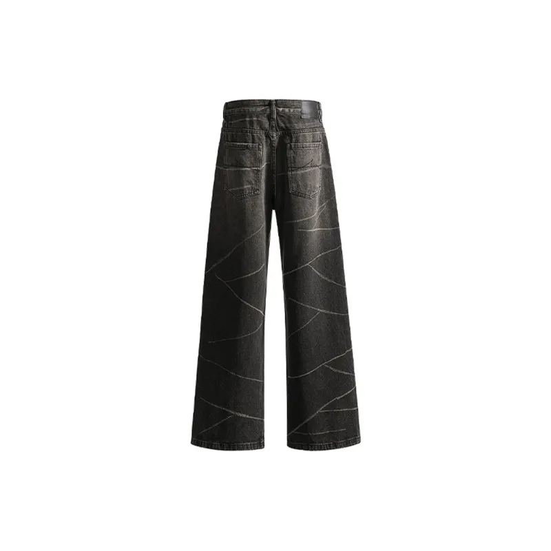 YINLEI Jeans Women's Black Gray Tie Dye-1