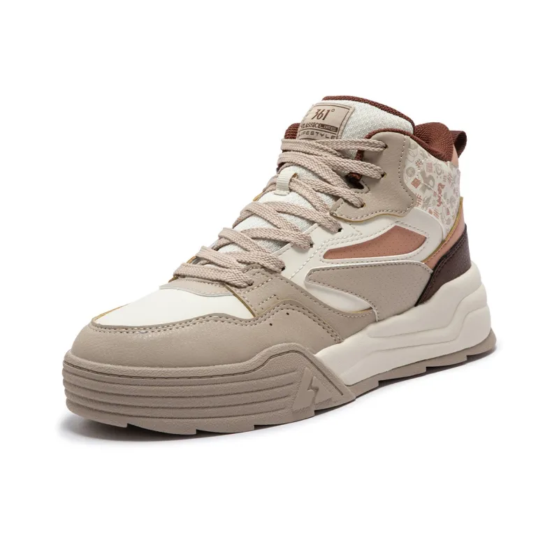 361° Thermal Slip Resistant Mid Top Skateboard Shoes Women's Beige Umber Powder-2