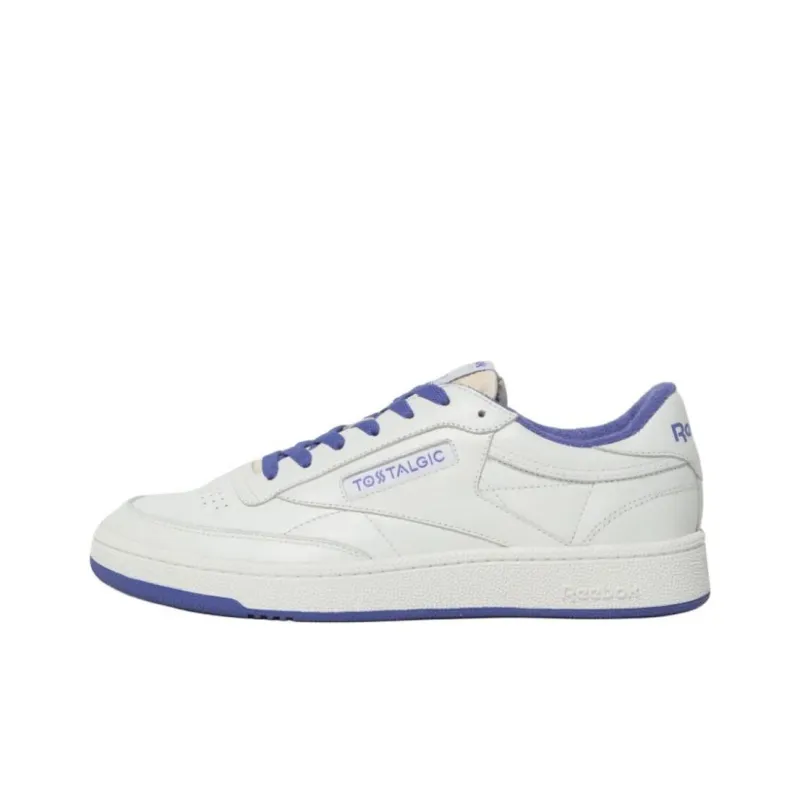 Reebok Club C Anti Slip Wear Resistant Low Top Skateboard Shoes Women's White Blue-0