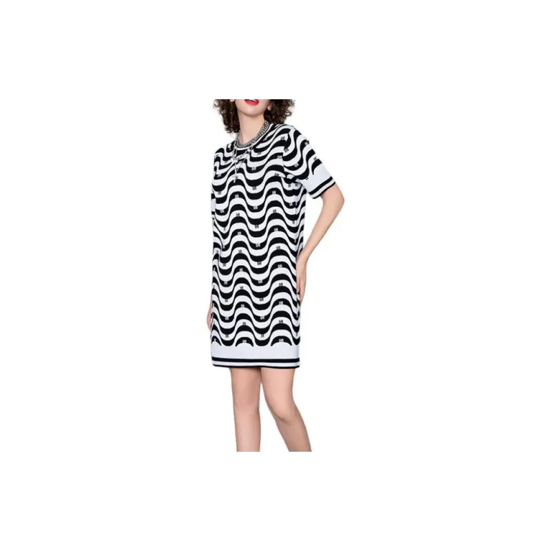 BESIONIA SS23 Short Sleeved Dresses Women's Black White-1