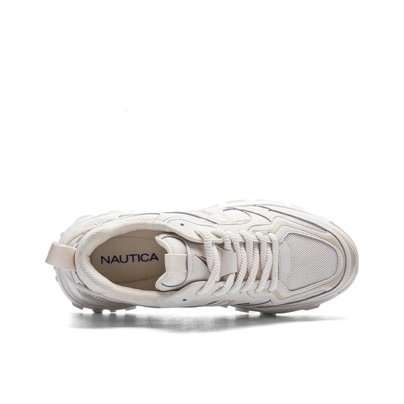 NAUTICA Anti Slip And Wear Resistant Height Increasing Low Top Chunky Sneakers Men's Beige-4
