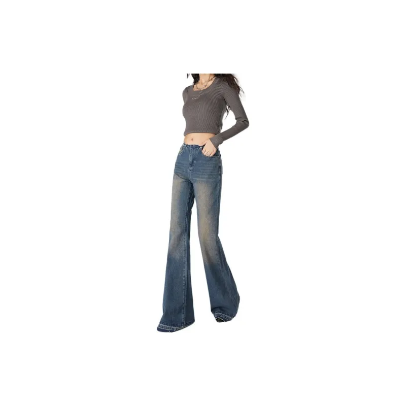 YINLEI Jeans Women's Vintage Blue-2