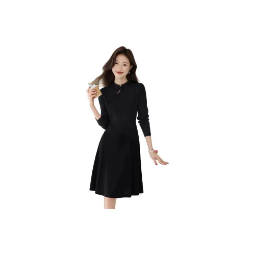 Mo Han Yi Mei Long-Sleeved Dresses Women's Black