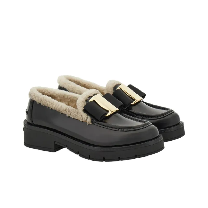 FERRAGAMO Vara Loafers Women's Black-2