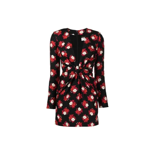 SAINT LAURENT Long-Sleeved Dresses Women's Black/Red