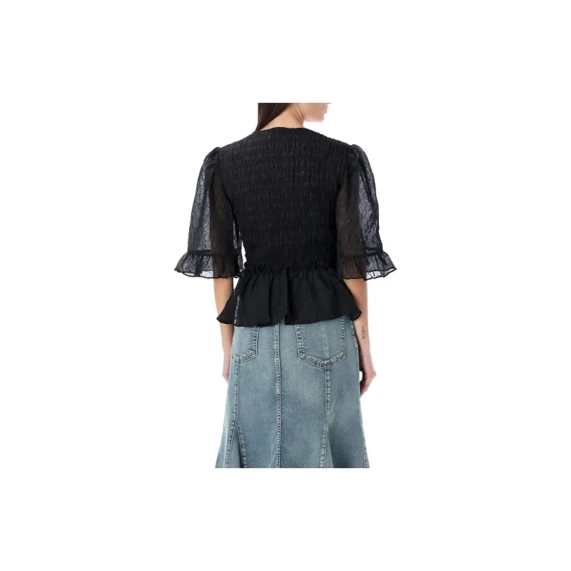 GANNI Crinckle Georgette Blouse-1