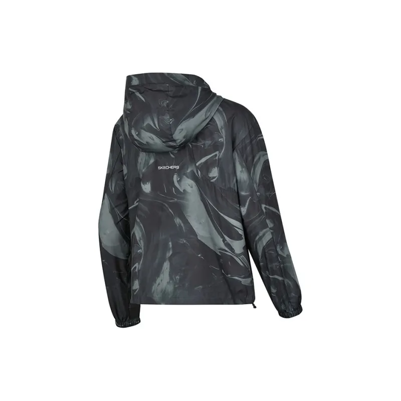 Skechers Jackets Coats Women's Psychedelic Black Gray All Over Print-1