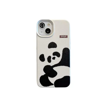 Leather Material Apricot Base Black White Phone Cases Compatible With IPhone 16/15 Pro Max/Apple 13/14 Pro Max/12
