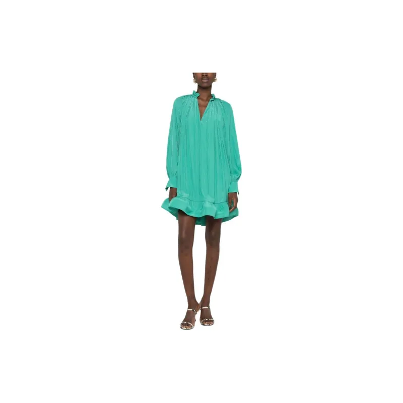 Lanvin Charmeuse Ruffle Detailed Mini Dress-2