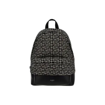 BALMAIN Logo Detailed Monogram Backpack