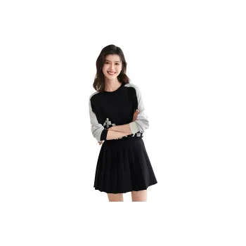 VILAN Sweater Women's Black White Plaid