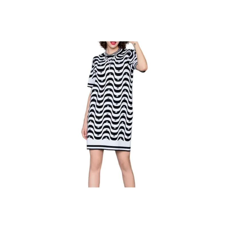 BESIONIA SS23 Short Sleeved Dresses Women's Black White-3