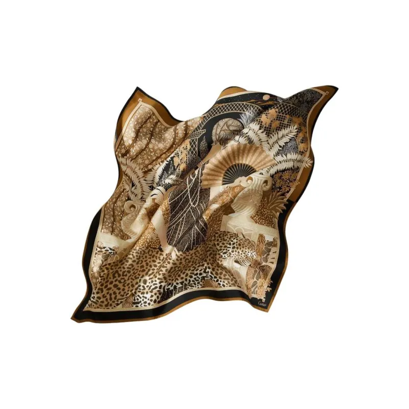 CARTIER Silk Silk Scarves Women's Brown-1