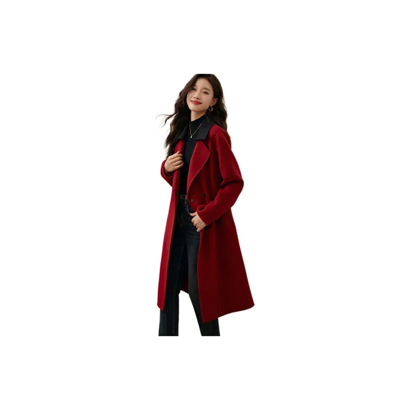 Mo Han Yi Mei Coats Women's Burgundy-1