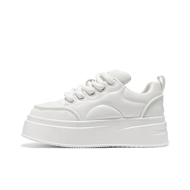 POLAR BEAR Wear-Resistant Lightweight Height Increasing Low-Top Skateboard Shoes Men's White-1