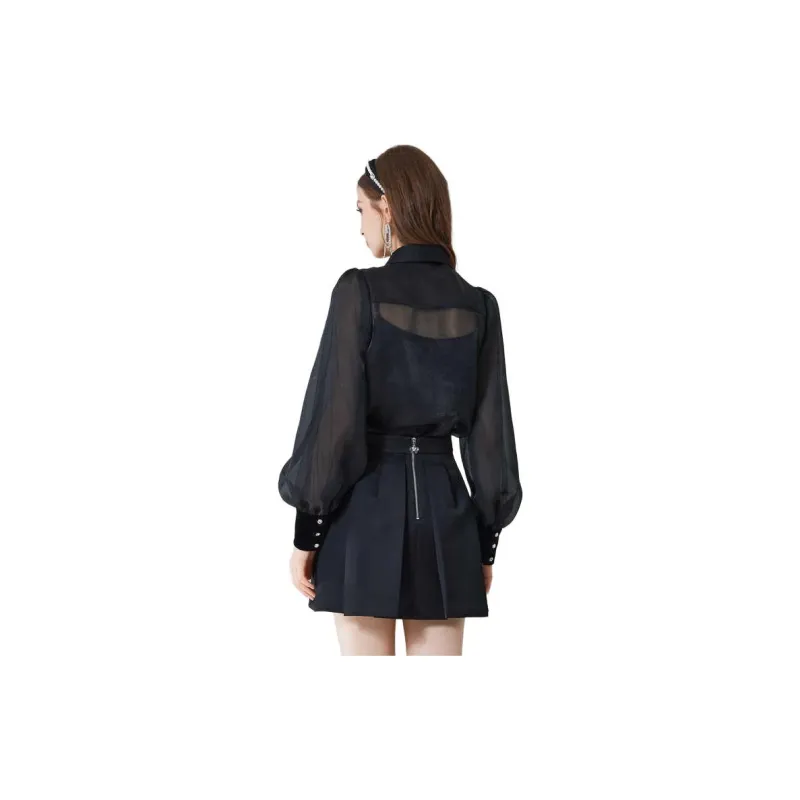AIVEI Long Sleeved Dress Women's Black-3