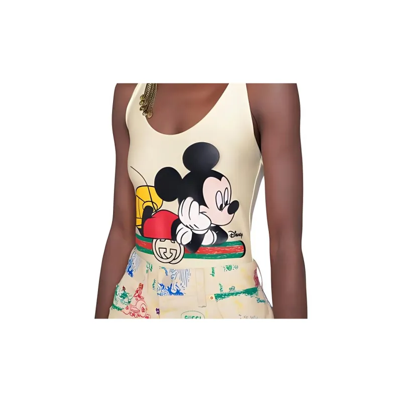 GUCCI X Disney Women's Mickey Print Swimsuit White-4