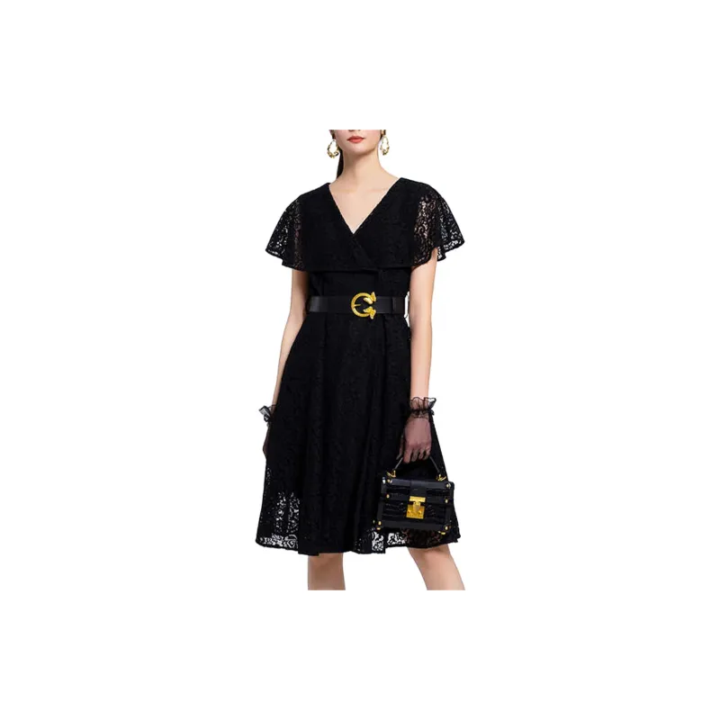 BESIONIA Short Sleeved Dresses Women's Black-1