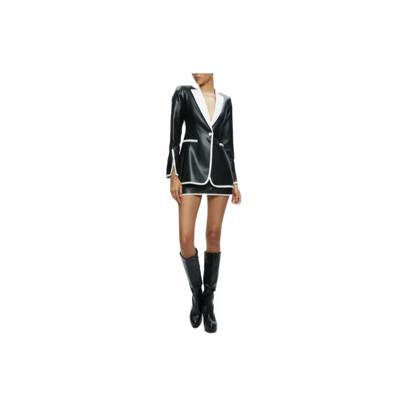 ALICE+OLIVIA Breann Faux-leather Blazer-2