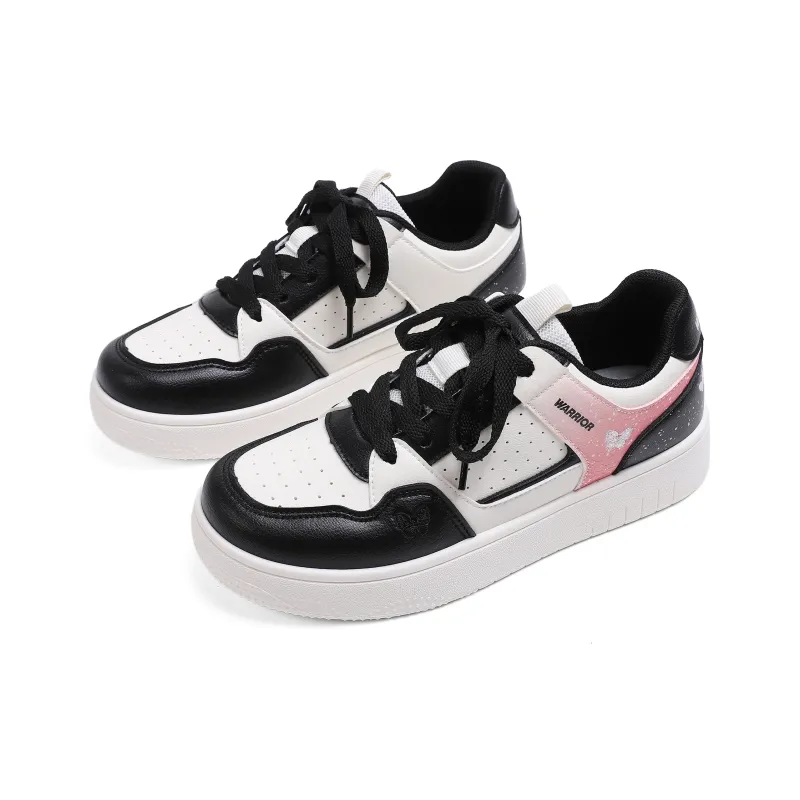 Warrior Wear resistant And Lightweight Low Top Skateboard Shoes Women's Beige Black Pink-1