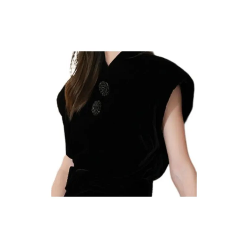 BESIONIA FW24 Short Sleeved Dresses Women's Black-3