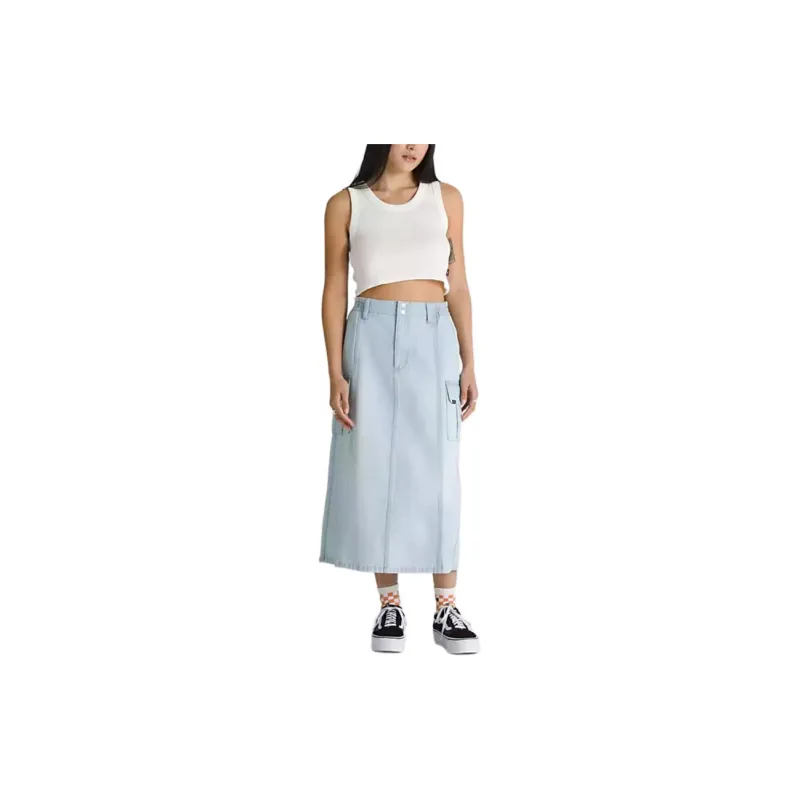 Vans Sidewalk Denim Long Skirts Women's Stone Creek Blue-4