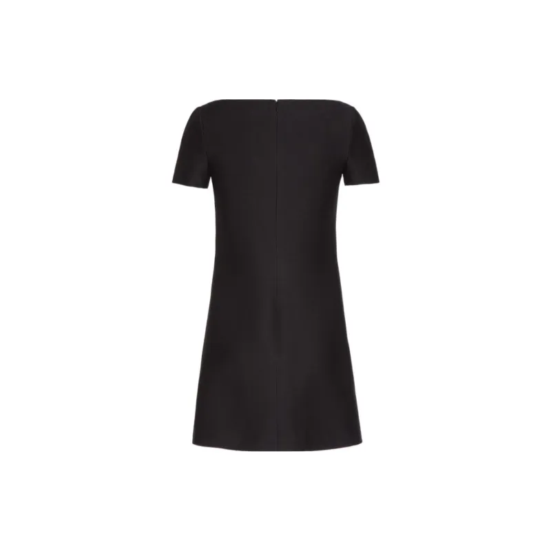 Valentino Crepe Couture Short Dress Short Sleeved Dresses Women's Black-1