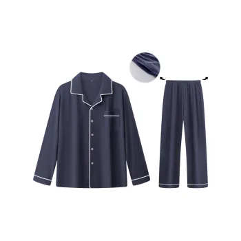 Qiao Ni Tong Pajama Set Men's Dark Blue