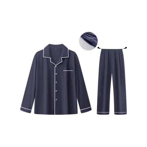 Qiao Ni Tong Pajama Set Men's Dark Blue