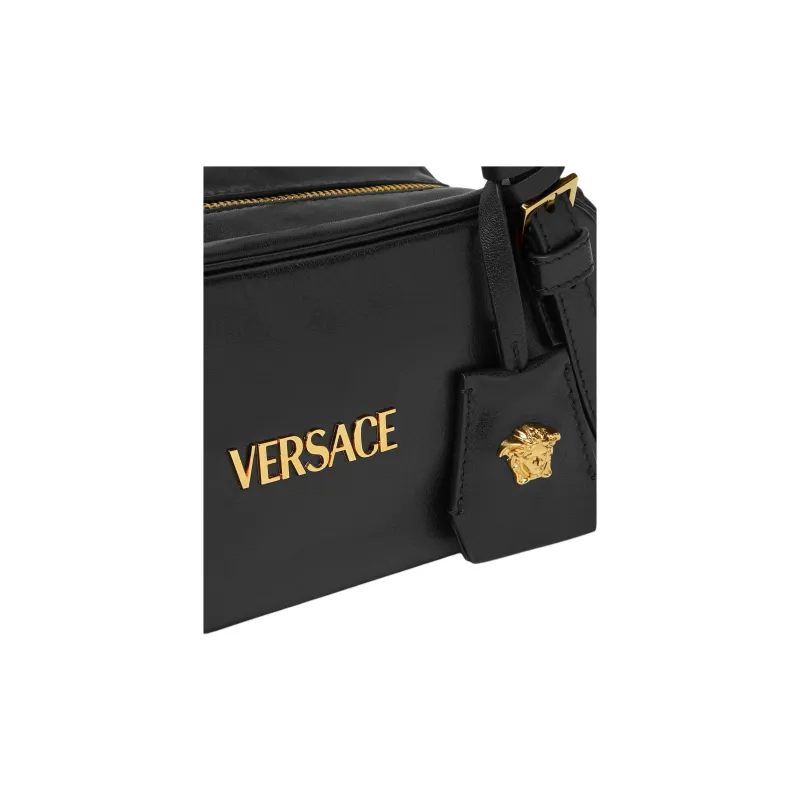 VERSACE Lambskin Handbag Shoulder Bag Women's Black-3