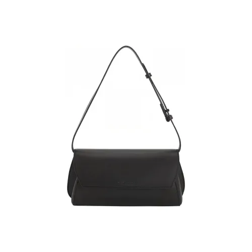 CHARLES&KEITH Calfskin Handbag, Shoulder Bag Medium Size Women's Black