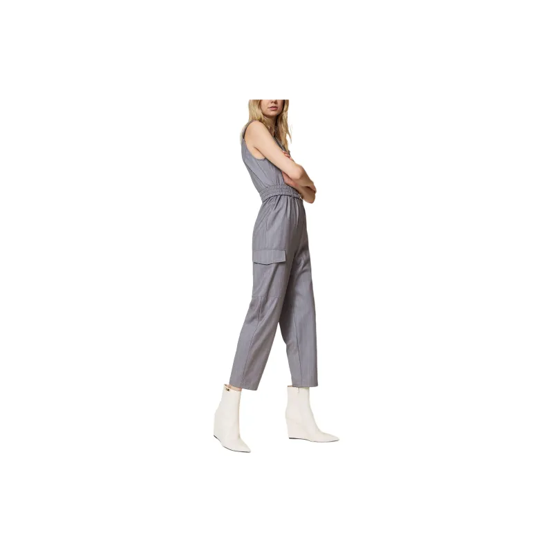 Twinset Pinstripe pattern Belted Jumpsuit-3