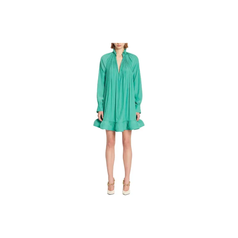 Lanvin Charmeuse Ruffle Detailed Mini Dress-1