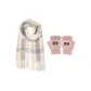 Beige Scarf+Pink Half Finger Flap Glove