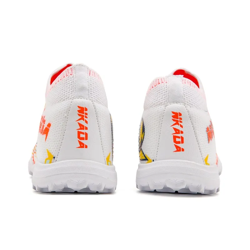 Kuding Soccer Shoes Unisex Mid Top White Orange Red/Deep Blue Orange/Black Gold-11