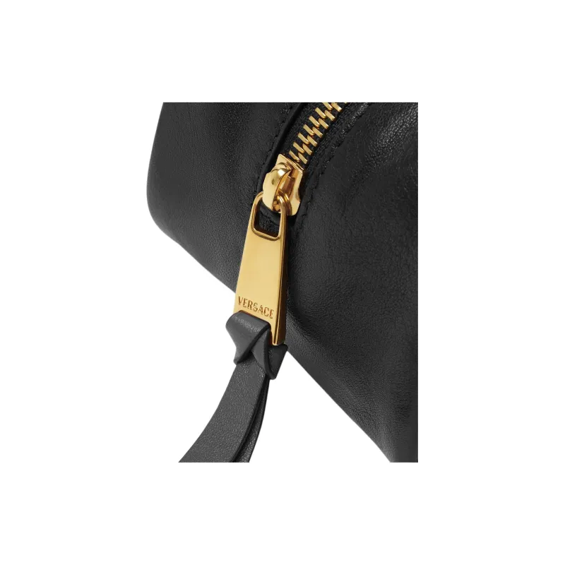 VERSACE Lambskin Handbag Shoulder Bag Women's Black-4