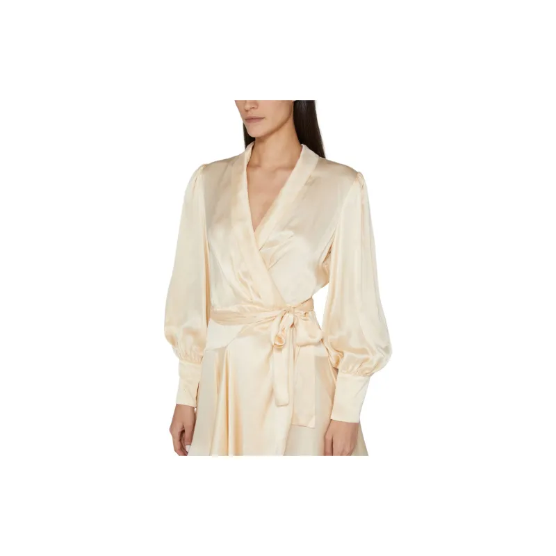 Zimmermann V Neck Satin Wrap Dress-4
