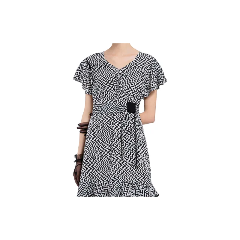 BESIONIA SS22 Short Sleeved Dress Women's Black White-4