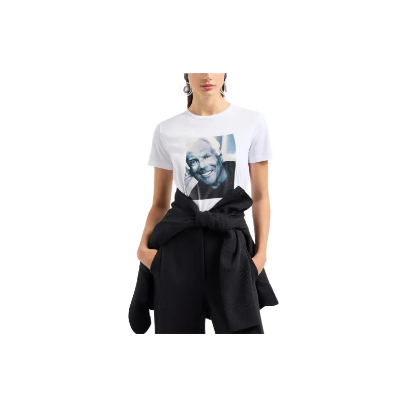 EMPORIO ARMANI Icon Supima Jersey T shirt With Mr Armani Photographic Print-1