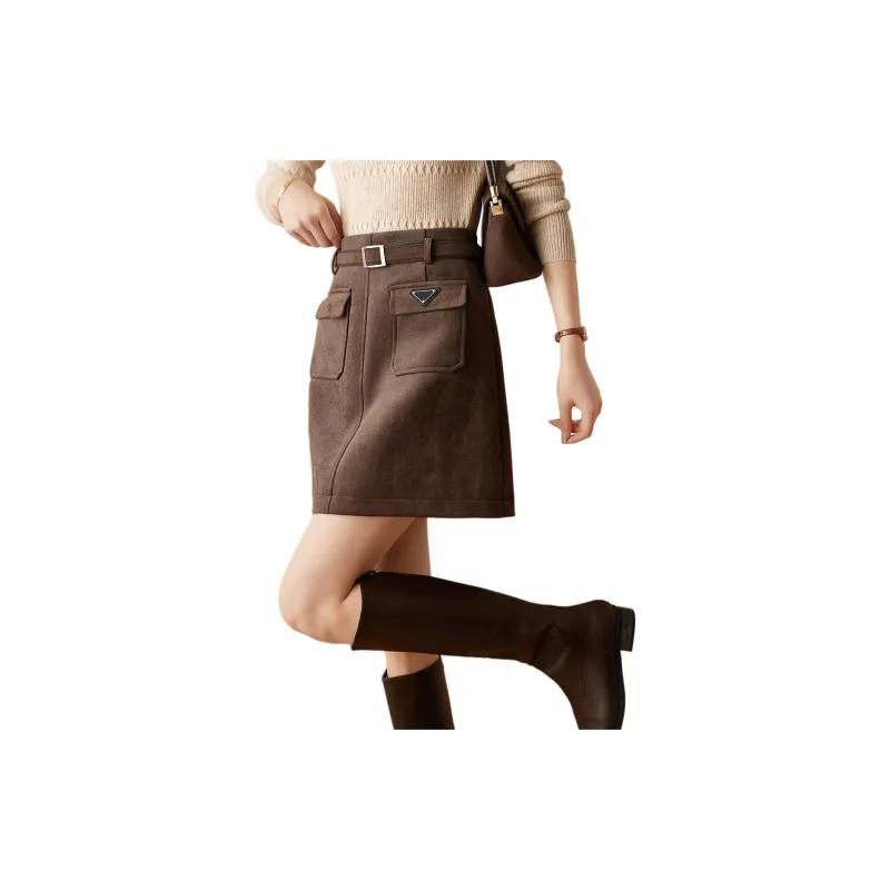 Mo Han Yi Mei Casual Short Skirts Women's Coffee-1